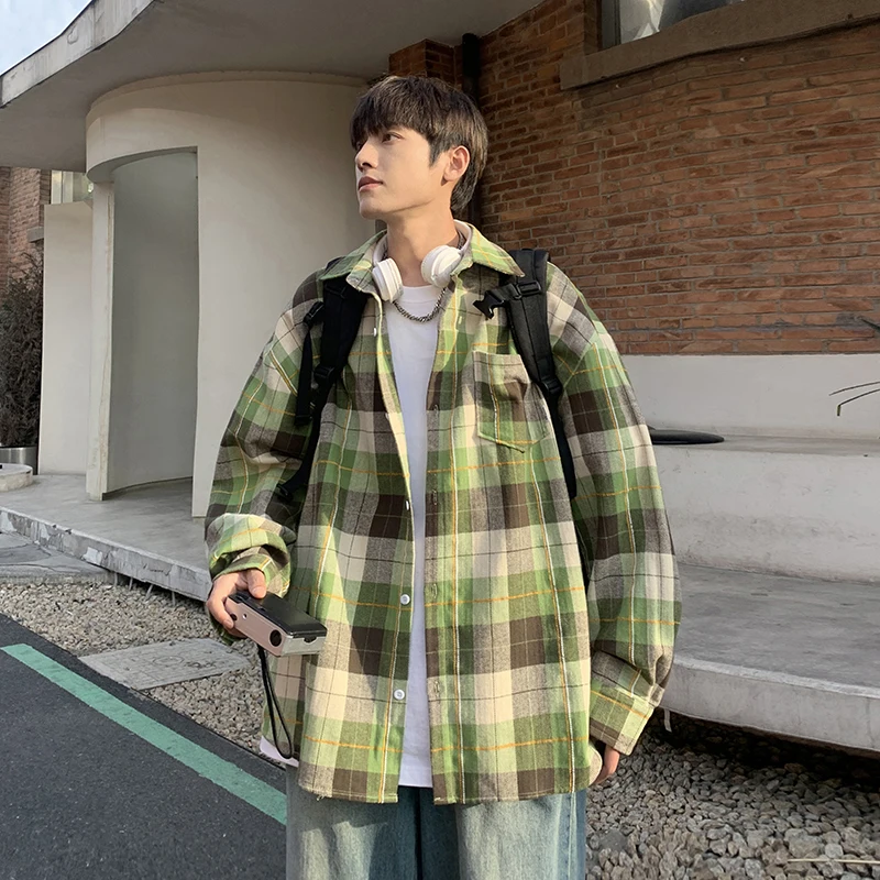y Plaid irt Jaet Men's Spring Autumn Casual Loose Long Sve irt Teenage Boy's Faionable Youthful Sle
y Plaid irt Jaet Men's Spring Autumn Casual Loose Long Sve irt Teenage Boy's Faionable Youthful Sle