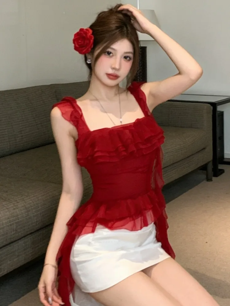 Summer New Style Red Crop Top Women's Fashion Holiday Design Irregular Short Length Bandeau Vest Spicy Girl Style Citywalk
Summer New Style Red Crop Top Women's Fashion Holiday Design Irregular Short Length Bandeau Vest Spicy Girl Style Citywalk