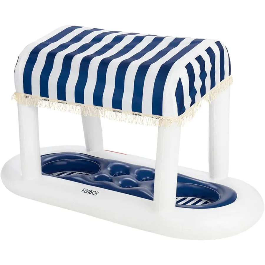Giant Floating Navy Cabana Stripe Drink Station Removable Fabric Shade with Fringe for Pool Parties Table-Top Decorations and I
Giant Floating Navy Cabana Stripe Drink Station Removable Fabric Shade with Fringe for Pool Parties Table-Top Decorations and I