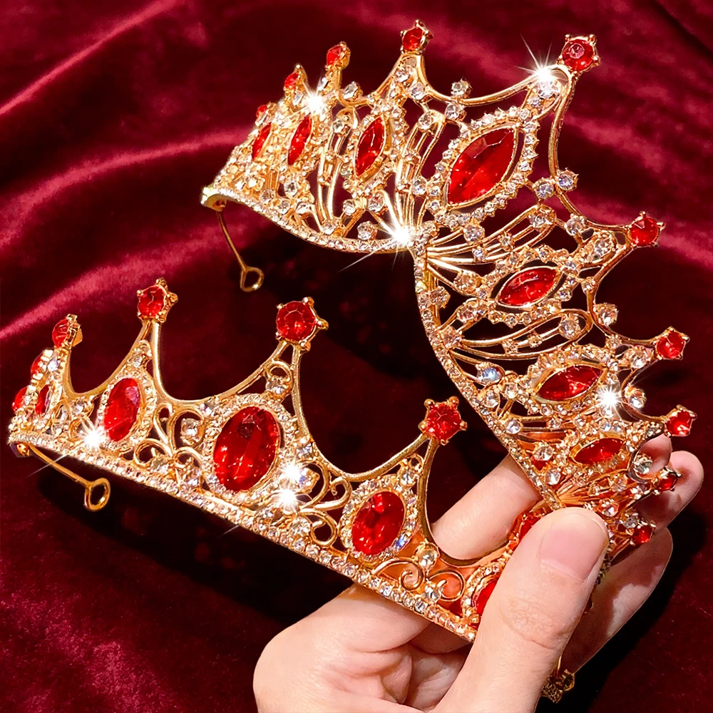 2pcs Chinese Red Diamond Gold-plated Crown Luxurious Ruby Rhinestone Hair Crown Retro Palace Style Banquet Ball Bridal Headwear
2pcs Chinese Red Diamond Gold-plated Crown Luxurious Ruby Rhinestone Hair Crown Retro Palace Style Banquet Ball Bridal Headwear
