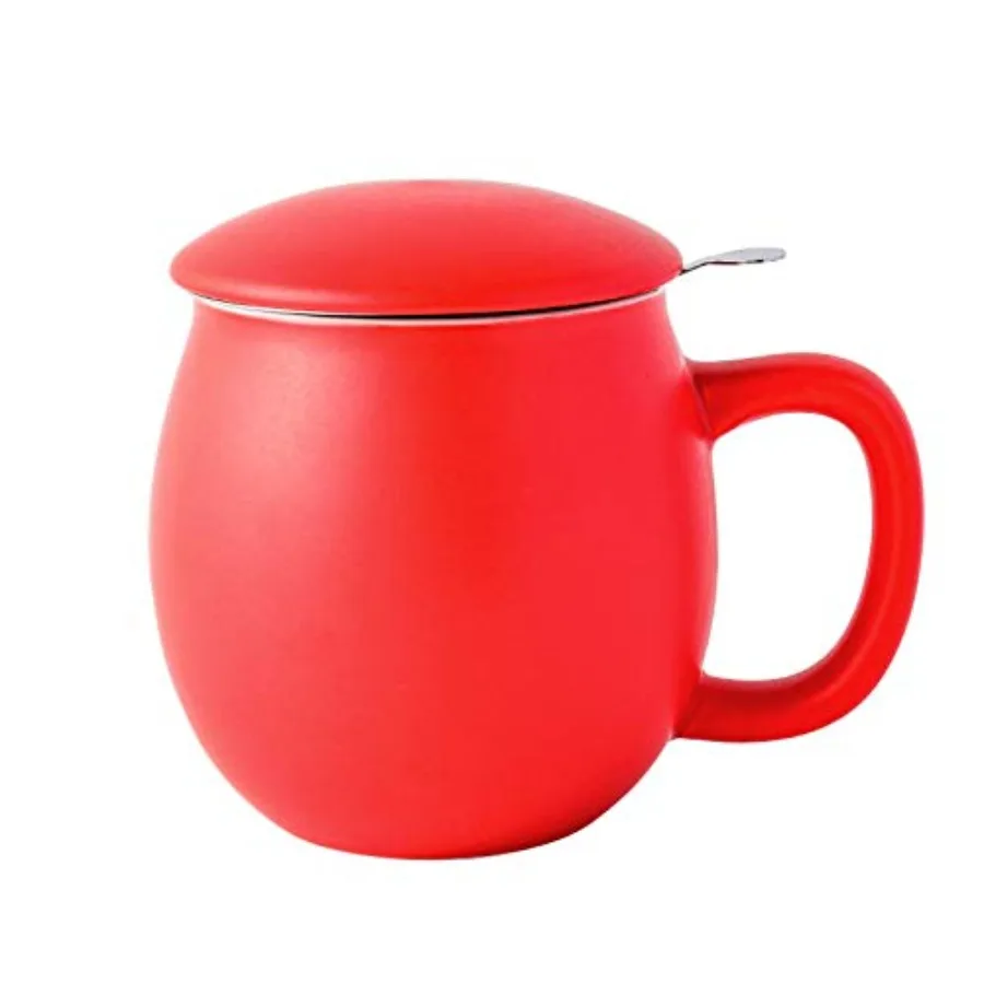 12 OZ Matte Red Ceramics Teacup with Infuser and Lid, Mug with Lid for Steeping - Stainless Steel Infuser for Loose Leaf Tea, H
12 OZ Matte Red Ceramics Teacup with Infuser and Lid, Mug with Lid for Steeping - Stainless Steel Infuser for Loose Leaf Tea, H