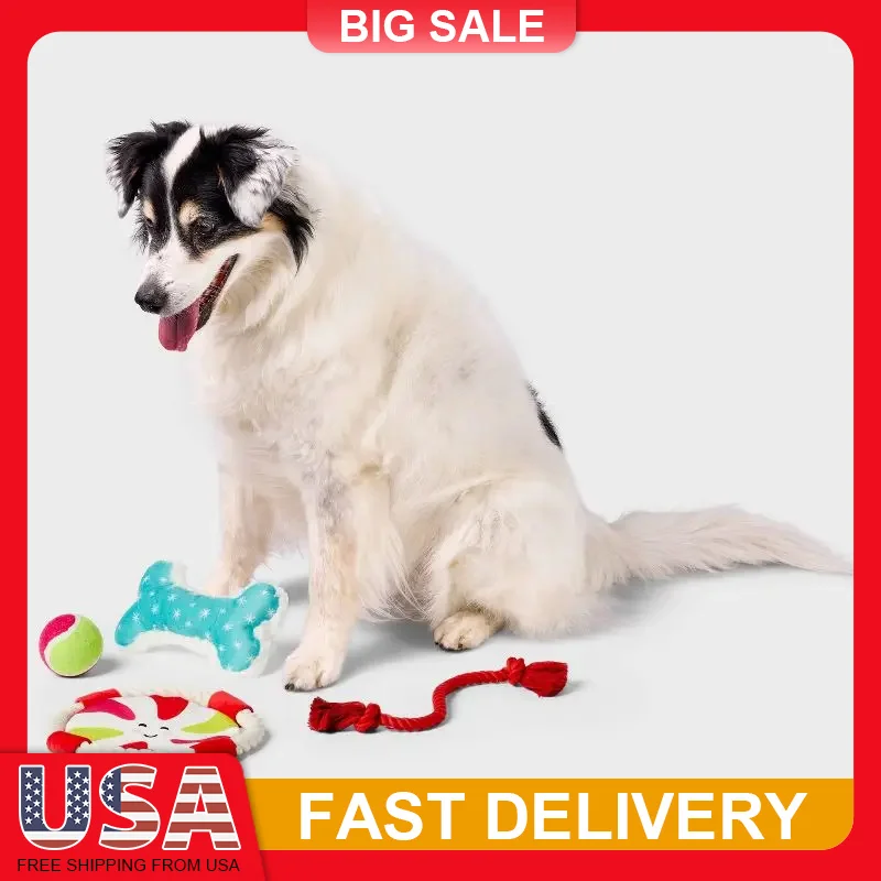 4 Pack Dog Toy Gift Set with Rope Plush Crinkle Tennis Ball Puppy Chew Toys for Small Medium Large Dogs Holiday Present
4 Pack Dog Toy Gift Set with Rope Plush Crinkle Tennis Ball Puppy Chew Toys for Small Medium Large Dogs Holiday Present