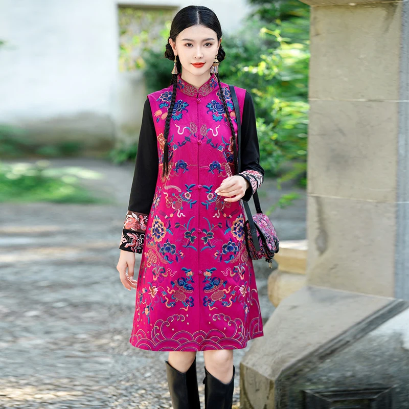 New Chinese Style Vest Autumn Winter Wind Coat Long Sleeveless Ethnicity Fashion Commute Style Embroidered Roupale Fiber Wome...
New Chinese Style Vest Autumn Winter Wind Coat Long Sleeveless Ethnicity Fashion Commute Style Embroidered Roupale Fiber Wome...