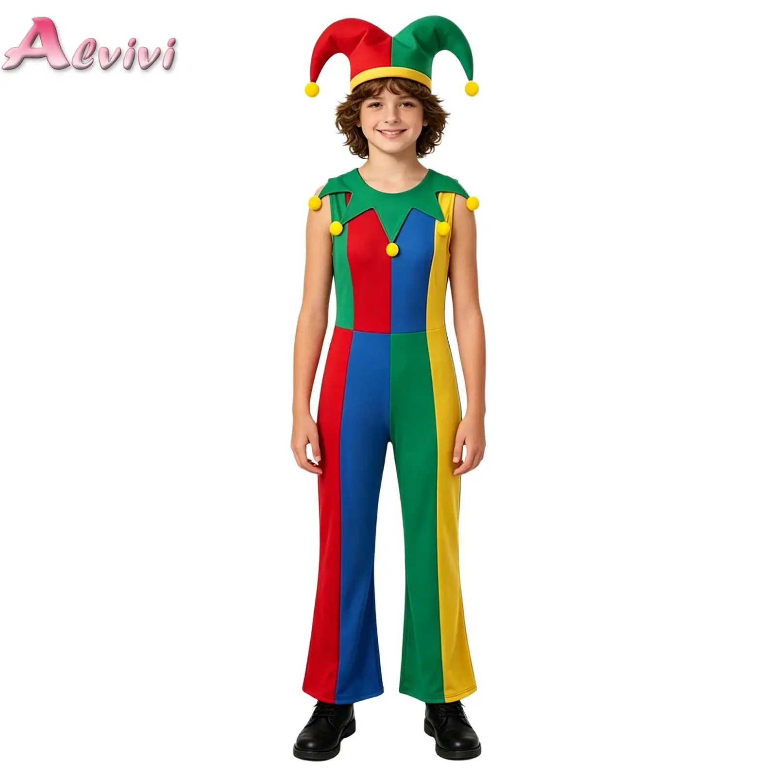 Girls Clown Costume Set 2 Pieces Circus Costume Sleeveless Long Bell Pants Jumpsuit Bodysuit and Clown Hat for Stage Performance
Girls Clown Costume Set 2 Pieces Circus Costume Sleeveless Long Bell Pants Jumpsuit Bodysuit and Clown Hat for Stage Performance