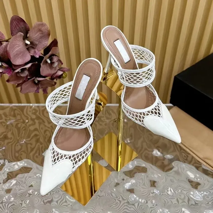 Pointed Mesh Hollow Heart Ultra High Heels with Headless Back Air, Fine Heels, Fashion, Sexy Leather Cool Slippers, Large Size
Pointed Mesh Hollow Heart Ultra High Heels with Headless Back Air, Fine Heels, Fashion, Sexy Leather Cool Slippers, Large Size