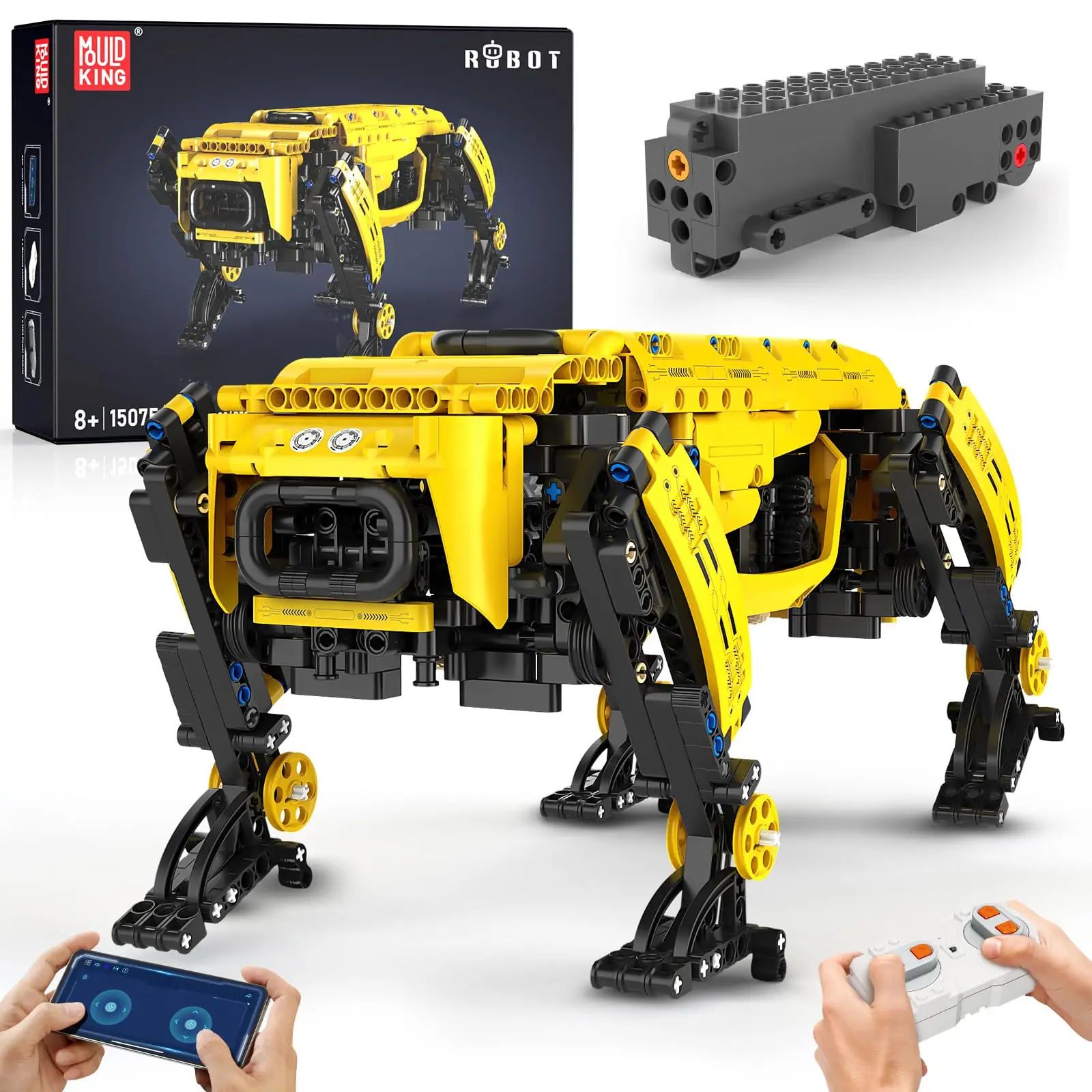 931PCS Mould King 15075 Robot Dog Building Blocks Set APP Remote/Programmable Control STEM Toy for Kids & Adult Educational Gift
931PCS Mould King 15075 Robot Dog Building Blocks Set APP Remote/Programmable Control STEM Toy for Kids & Adult Educational Gift