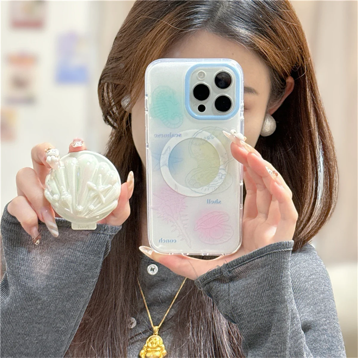 Fashion Cute Conch Shell Magnetic Stand Phone Case For iPhone 16 Pro 14 15 Pro Max Cover with Holder Cases Funda 
Fashion Cute Conch Shell Magnetic Stand Phone Case For iPhone 16 Pro 14 15 Pro Max Cover with Holder Cases Funda