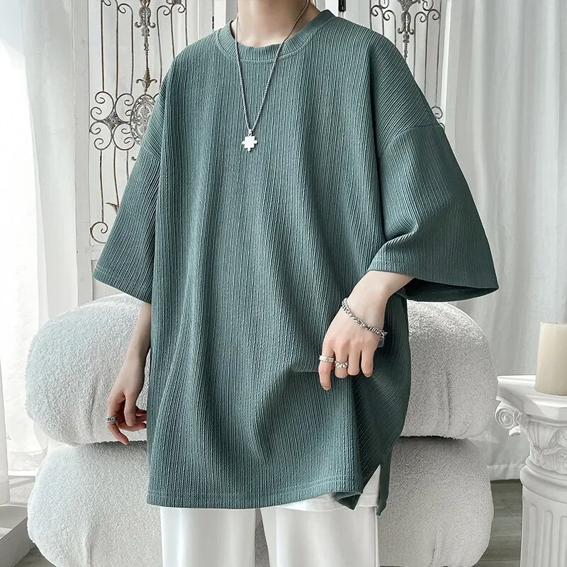 Pop Summer Short Sleeved T-shirt Men Oversized White Casual T Shirt Men Streetwear Hip-hop Loose Pleated T Shirt Mens Top Plus S
Pop Summer Short Sleeved T-shirt Men Oversized White Casual T Shirt Men Streetwear Hip-hop Loose Pleated T Shirt Mens Top Plus S