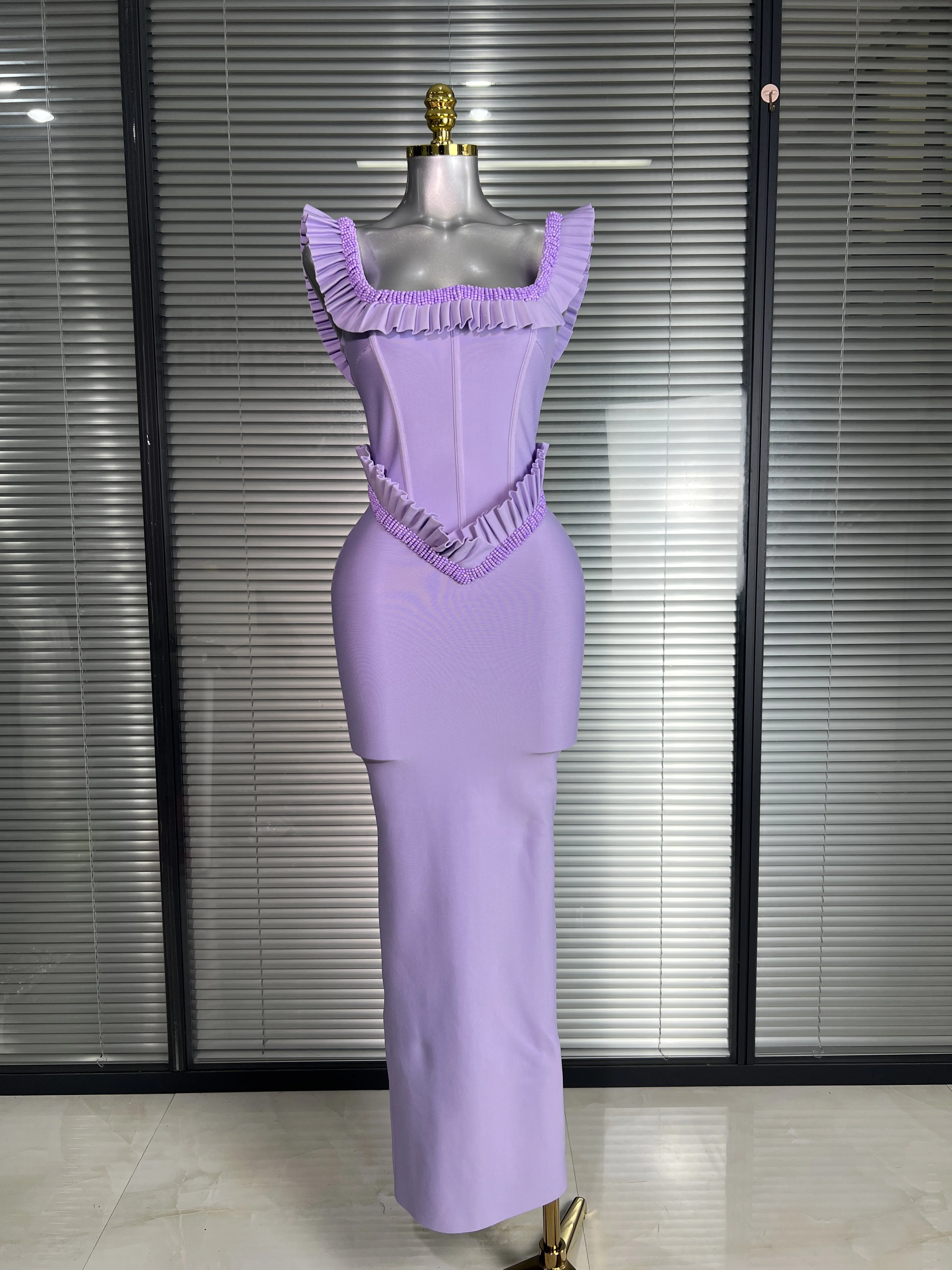 Summer New 2025 Sexy Women Violet Long Bandage Dress Celebrity Knitted Elegant Designer Long Bodycon Party Dress
Summer New 2025 Sexy Women Violet Long Bandage Dress Celebrity Knitted Elegant Designer Long Bodycon Party Dress