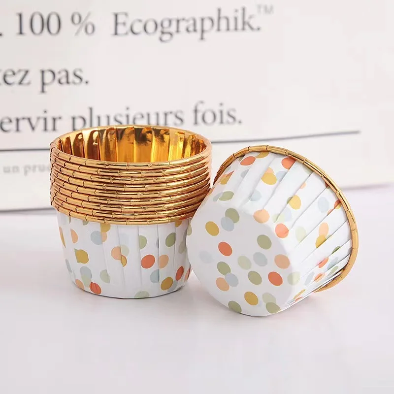 50Pcs Gold Dot Baking Cake Cup For Wedding Party Muffin Cupcake Form Boho Polka Dot Panettone Paper Mold Cupcake Caissette Cases
50Pcs Gold Dot Baking Cake Cup For Wedding Party Muffin Cupcake Form Boho Polka Dot Panettone Paper Mold Cupcake Caissette Cases