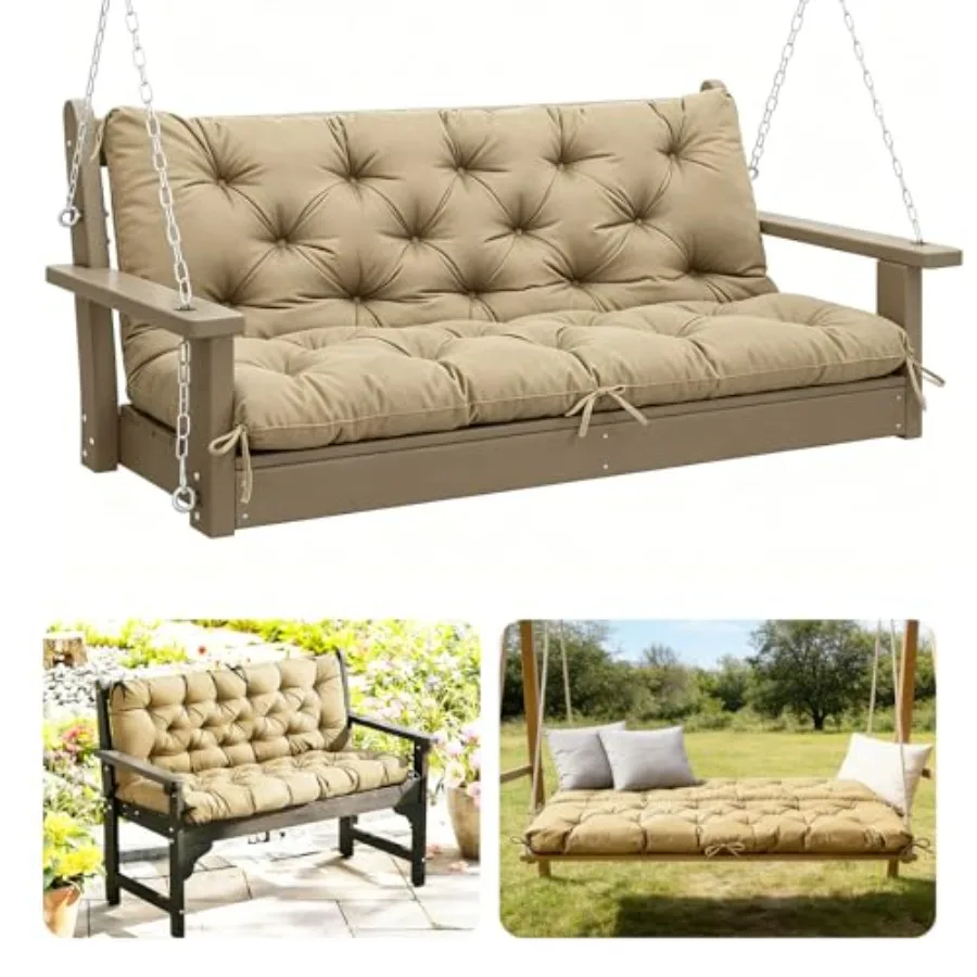 Outdoor patio swing cushions for 2-3 seater porch swings, waterproof polyester fabric, beige color, thickened padding with tie
Outdoor patio swing cushions for 2-3 seater porch swings, waterproof polyester fabric, beige color, thickened padding with tie