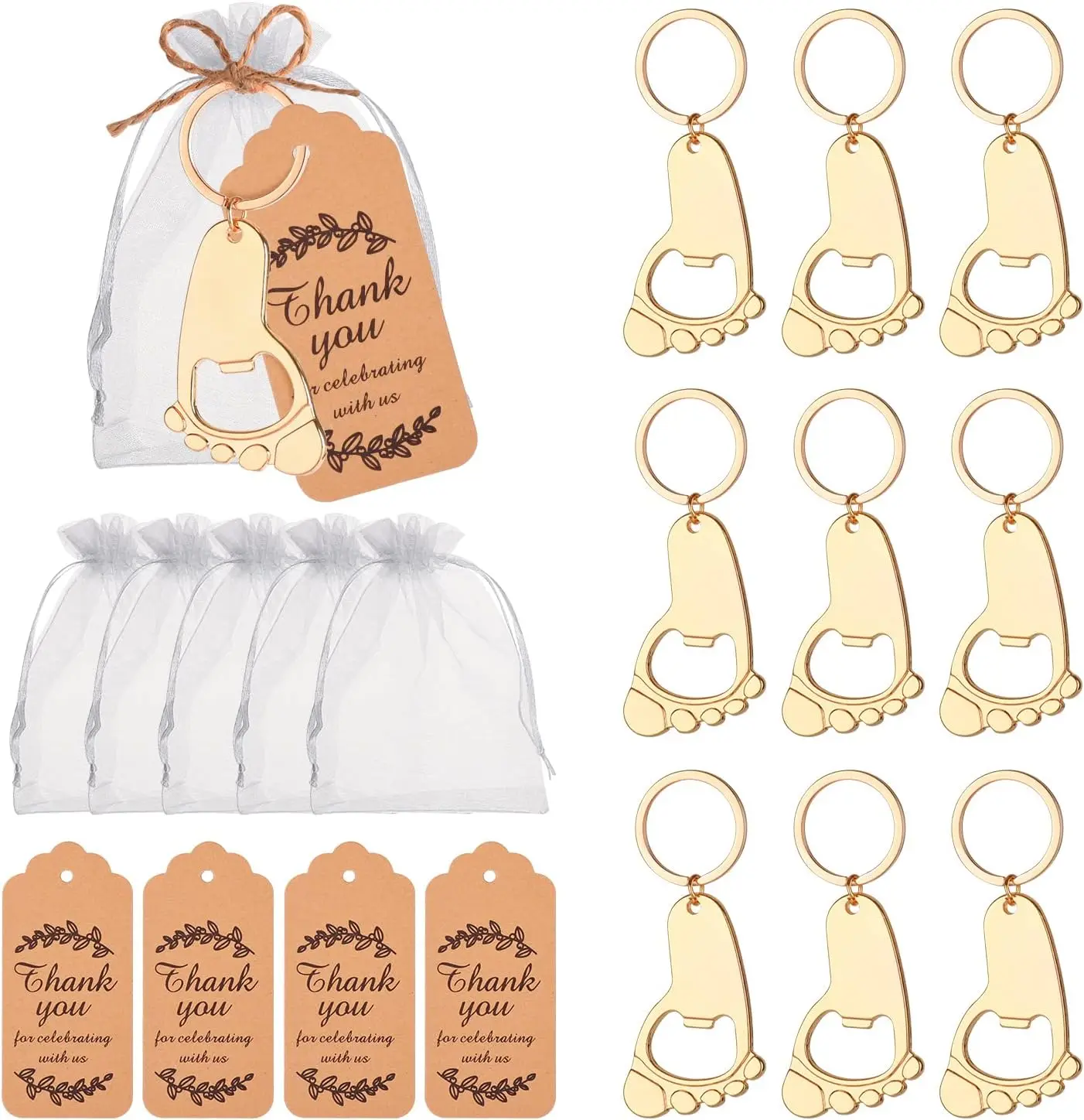 50PC Footprint Keychain Bottle Opener Baby Shower Favors for Guest Baby Shower Souvenirs, Gifts, Supplies and Decorations
50PC Footprint Keychain Bottle Opener Baby Shower Favors for Guest Baby Shower Souvenirs, Gifts, Supplies and Decorations