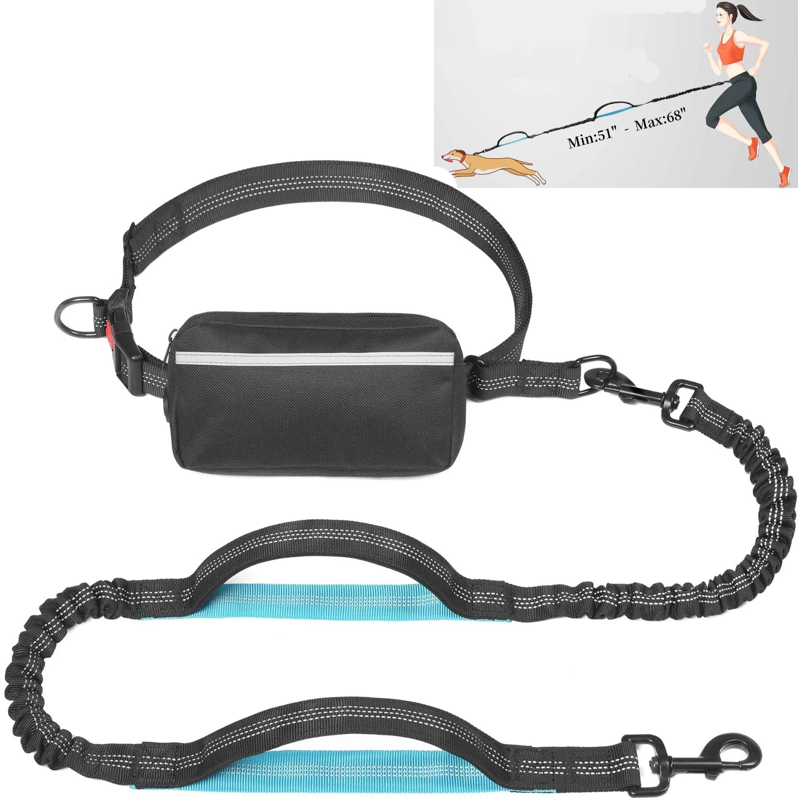 Hands Free Dog Leash with Zipper Pouch Dual Padded Handles Bungee Dog Leash for Walking Jogging Running
Hands Free Dog Leash with Zipper Pouch Dual Padded Handles Bungee Dog Leash for Walking Jogging Running