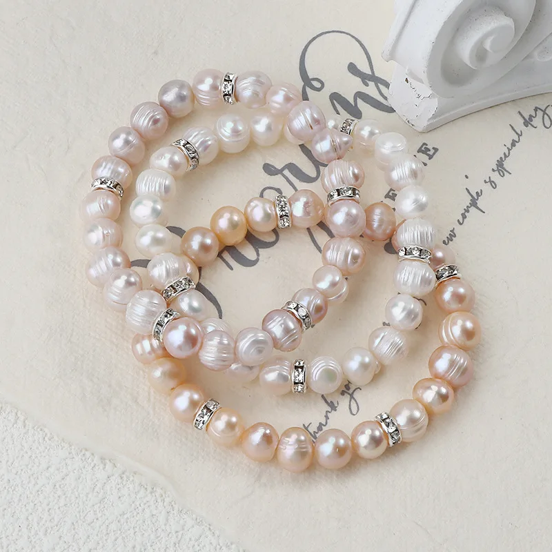 7-8mm Baroque Freshwater Pearl Bracelet with Thread 18cm White Pink Purple Bracelet for Women Festival Gift
7-8mm Baroque Freshwater Pearl Bracelet with Thread 18cm White Pink Purple Bracelet for Women Festival Gift