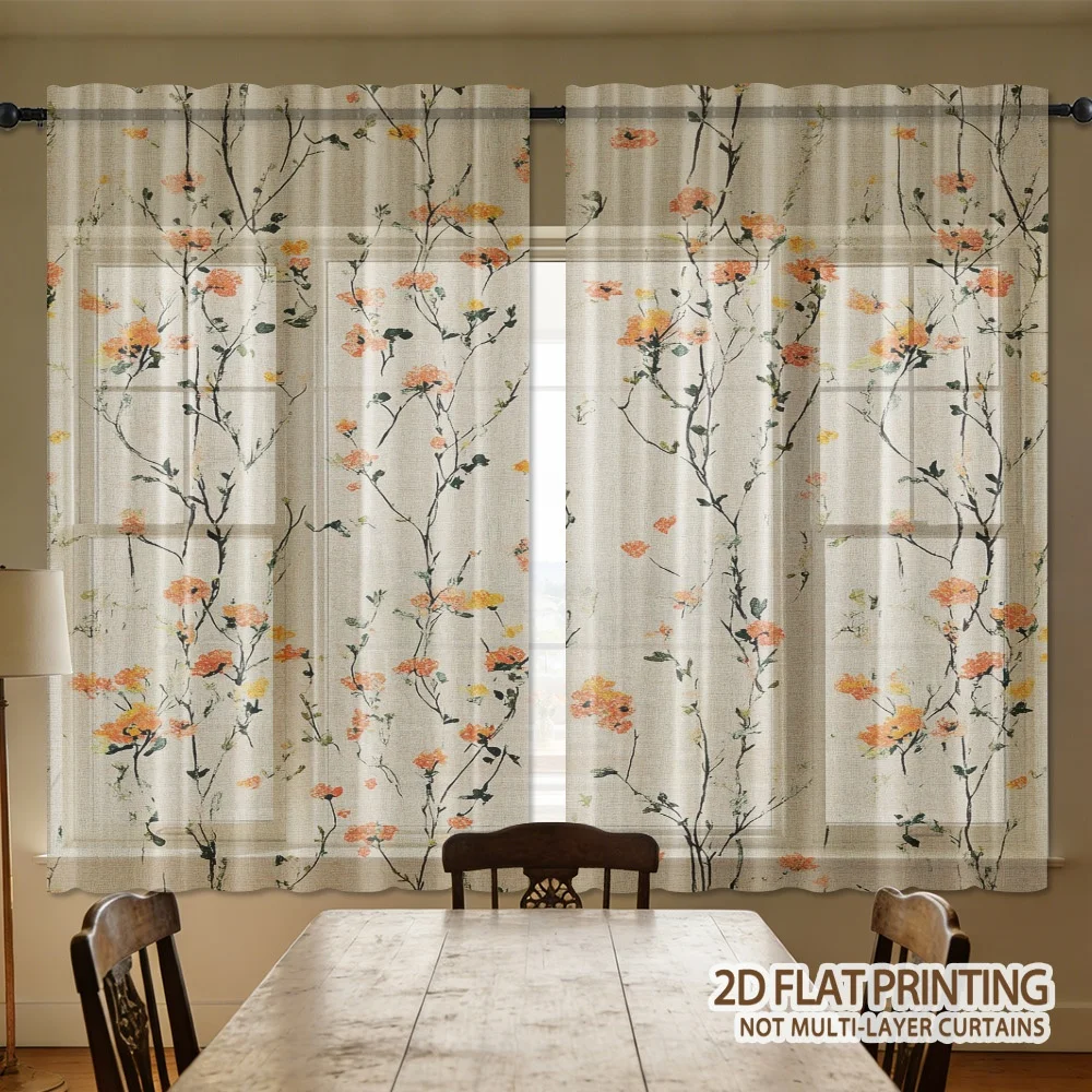 2pcs 2D FLAT Floral Branches With Orange Blossoms Sheer Curtains, Washable Window Drapes, with Rod Pocket Easy to Install
2pcs 2D FLAT Floral Branches With Orange Blossoms Sheer Curtains, Washable Window Drapes, with Rod Pocket Easy to Install