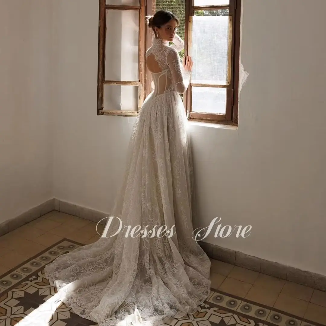 MD Full Lace Ivory Wedding Dresses High Neck Long Sleeves 2025 Bridal Gowns Floor Length A-Line Wedding Gowns 2025 Customized 
MD Full Lace Ivory Wedding Dresses High Neck Long Sleeves 2025 Bridal Gowns Floor Length A-Line Wedding Gowns 2025 Customized