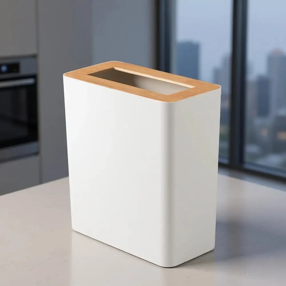 Compact Wastebasket for Home, Kitchen, and Bathroom - Steel and Wood Combination
Compact Wastebasket for Home, Kitchen, and Bathroom - Steel and Wood Combination