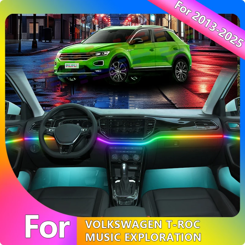 FILIPLI для VOLKSWAGEN T-ROC для 2013-2025, многоцветное украшение для атмосферы настроения, 64 RGB, управляемый Bluetooth, окружающий свет настроения
FILIPLI для VOLKSWAGEN T-ROC для 2013-2025, многоцветное украшение для атмосферы настроения, 64 RGB, управляемый Bluetooth, окружающий свет настроения
