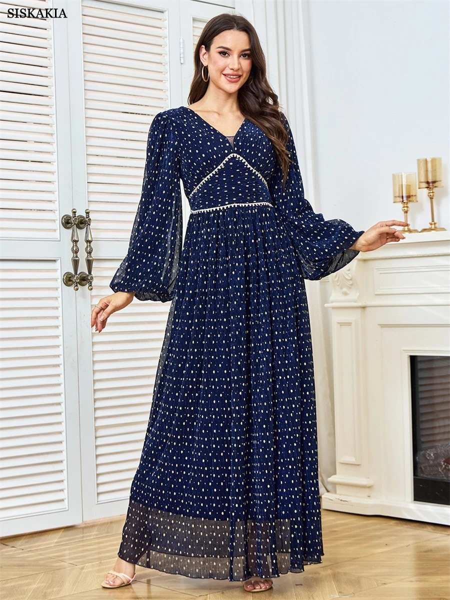 Siskakia Dubai Luxury Woman Evening Dress New Crimping Muslim V-Neck Bundled Sleeve Abaya
Siskakia Dubai Luxury Woman Evening Dress New Crimping Muslim V-Neck Bundled Sleeve Abaya