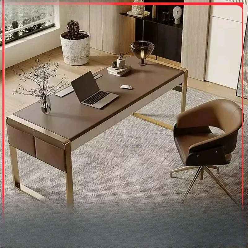 Light luxury saddle leather Italian minimalist designer study computer
Light luxury saddle leather Italian minimalist designer study computer