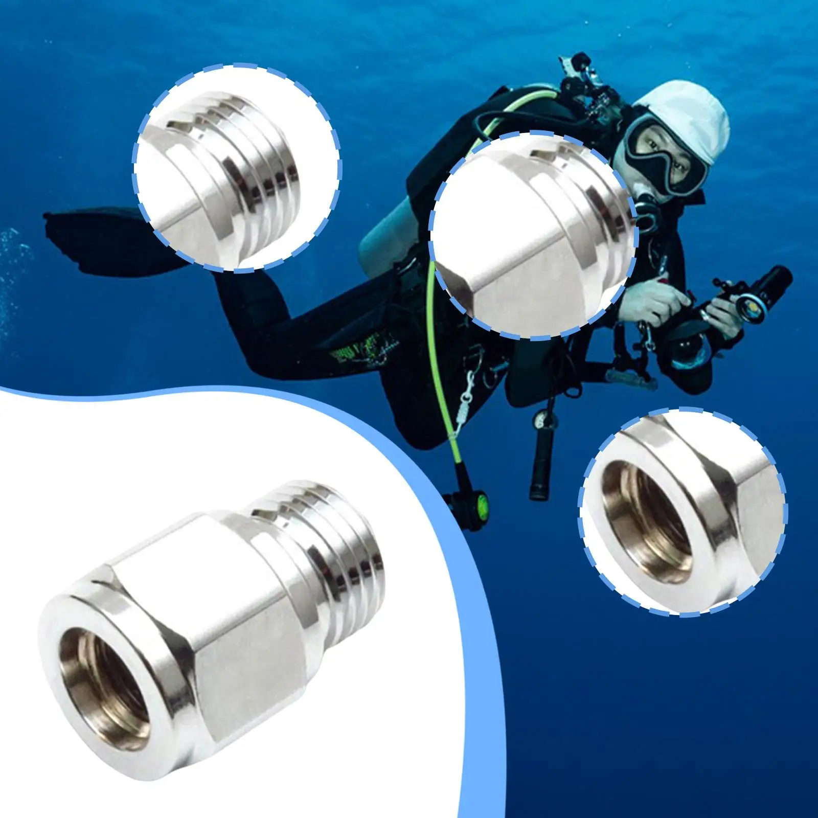 3/8-24 Female to 9/16-18 Male Adaptor Scuba Diving Accessory Sturdy High Hardness Underwater Equipment Easy to Install Dive Gear
3/8-24 Female to 9/16-18 Male Adaptor Scuba Diving Accessory Sturdy High Hardness Underwater Equipment Easy to Install Dive Gear