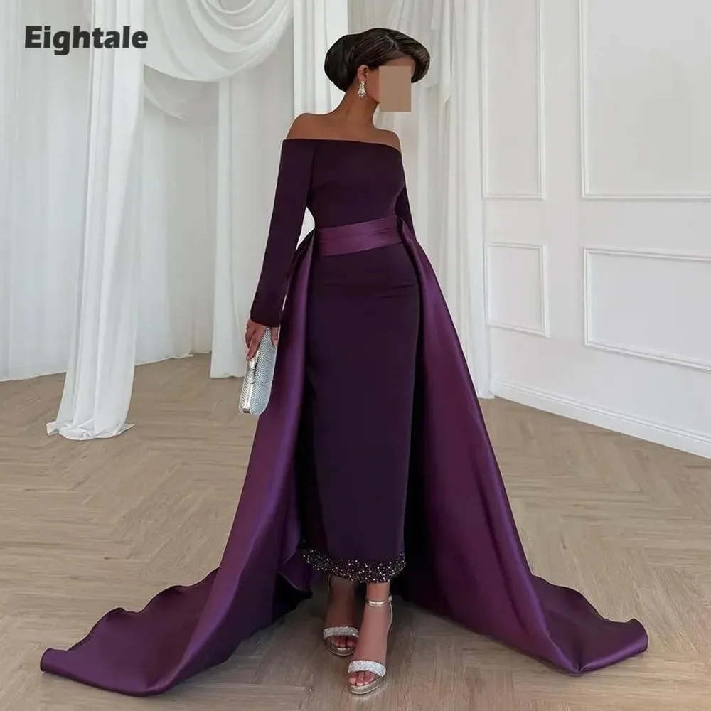 Eightale Arabic Evening Dress Prom Gown Customized Strapless Long Sleeves Beaded Purple Party Dress Mermaid Robes De Soirée
Eightale Arabic Evening Dress Prom Gown Customized Strapless Long Sleeves Beaded Purple Party Dress Mermaid Robes De Soirée