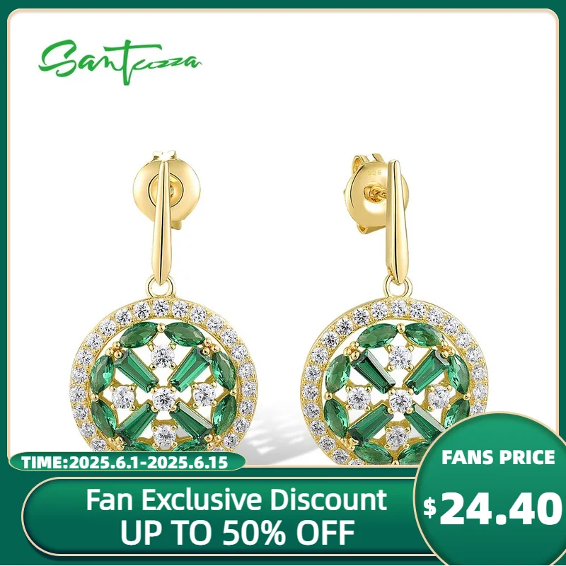 SANTUZZA 925 Sterling Silver Stud Earrings For Women Sparkling Green Spinel White CZ Dangling Gorgeous Wedding Gift Fine Jewelry
SANTUZZA 925 Sterling Silver Stud Earrings For Women Sparkling Green Spinel White CZ Dangling Gorgeous Wedding Gift Fine Jewelry