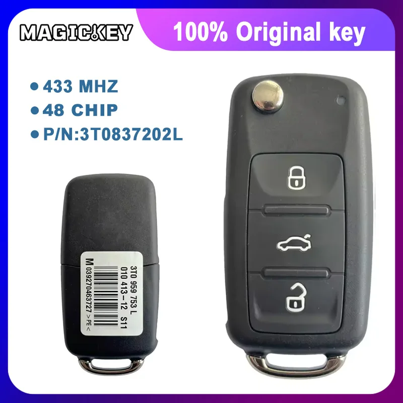 100% Original Remote Key For VW Skoda Remote Key 3 Button 433MHz ID48 Chip PRO Part 3T0 837 202 L
100% Original Remote Key For VW Skoda Remote Key 3 Button 433MHz ID48 Chip PRO Part 3T0 837 202 L