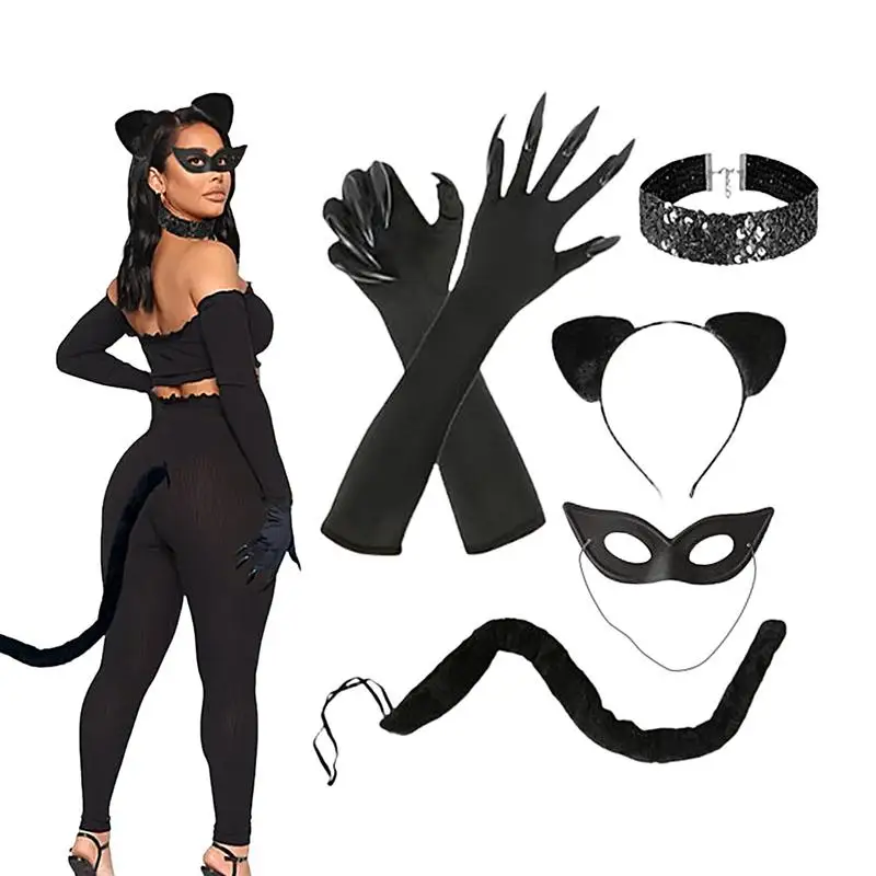 Black Cat Costume Set for Women Cat Woman Costume Halloween Party Costume Set Masquerade Outfit Halloween Cosplay Suit
Black Cat Costume Set for Women Cat Woman Costume Halloween Party Costume Set Masquerade Outfit Halloween Cosplay Suit