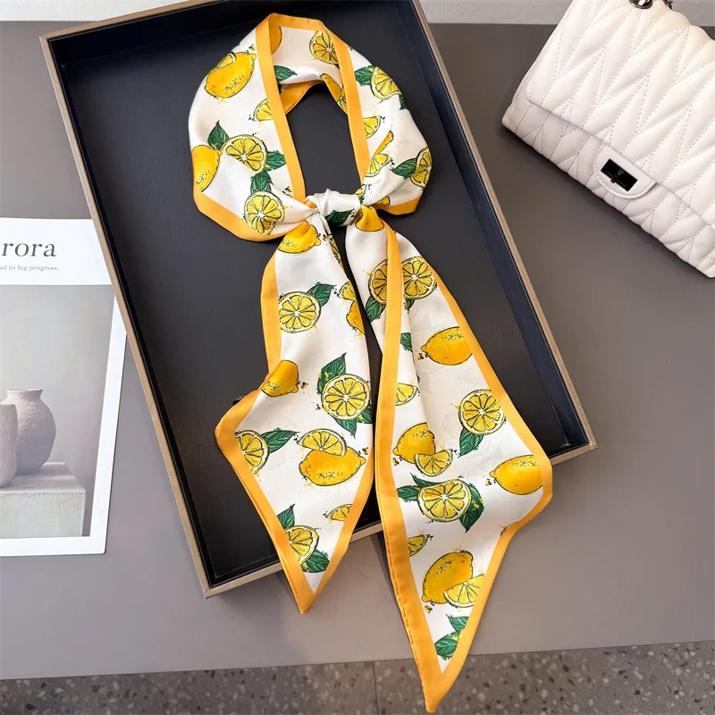 Новинка 2025 года, узкий длинный атласный шарф с корейским фруктовым узором для женщин, шарф с завязкой для волос, профессиональный шарф, сумка с лентой
Новинка 2025 года, узкий длинный атласный шарф с корейским фруктовым узором для женщин, шарф с завязкой для волос, профессиональный шарф, сумка с лентой