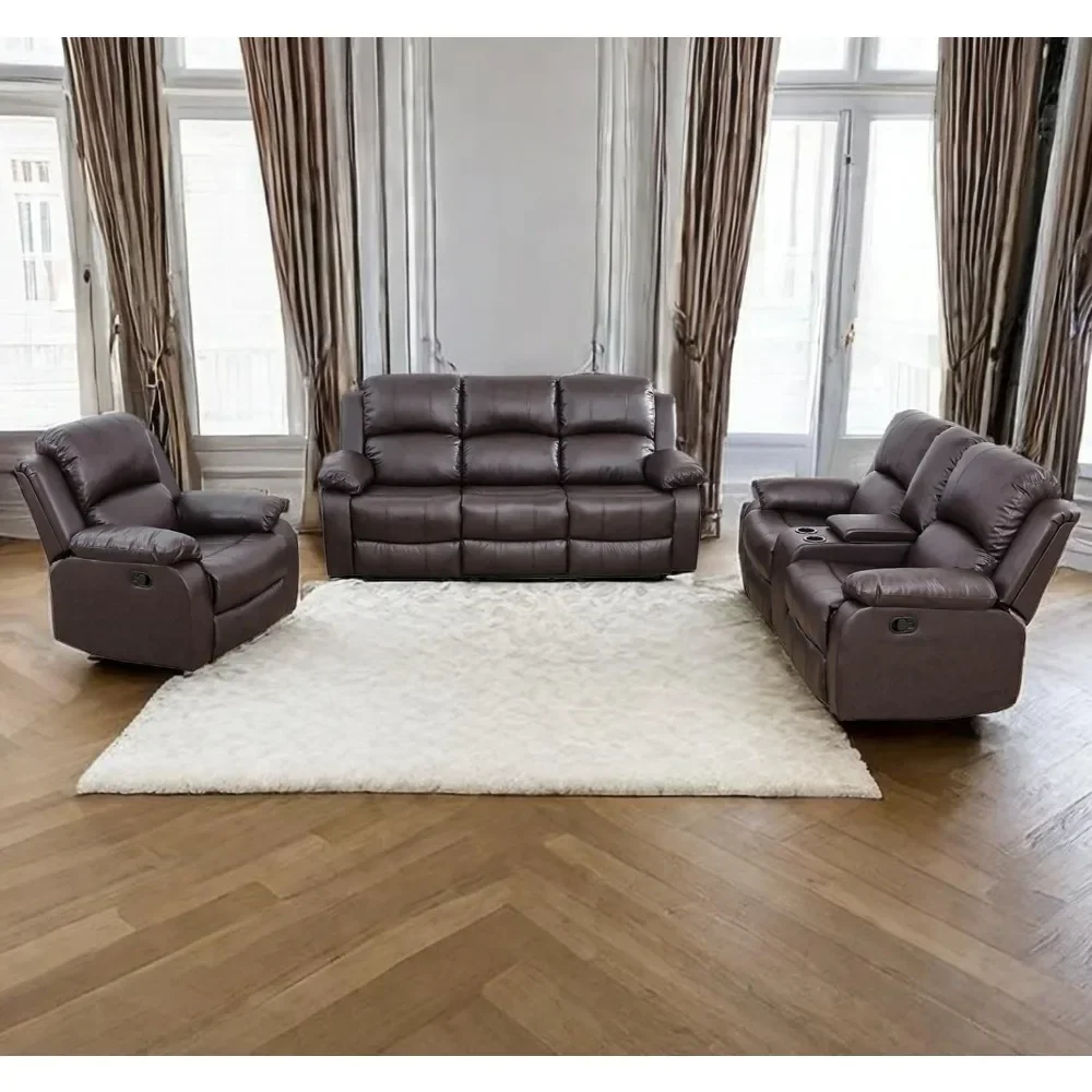 Leather Recliner Sofa Set,Leather Reclining Sofa Set for Living Room Furniture Sets,Brown Recliner Couch Set for Living Room
Leather Recliner Sofa Set,Leather Reclining Sofa Set for Living Room Furniture Sets,Brown Recliner Couch Set for Living Room