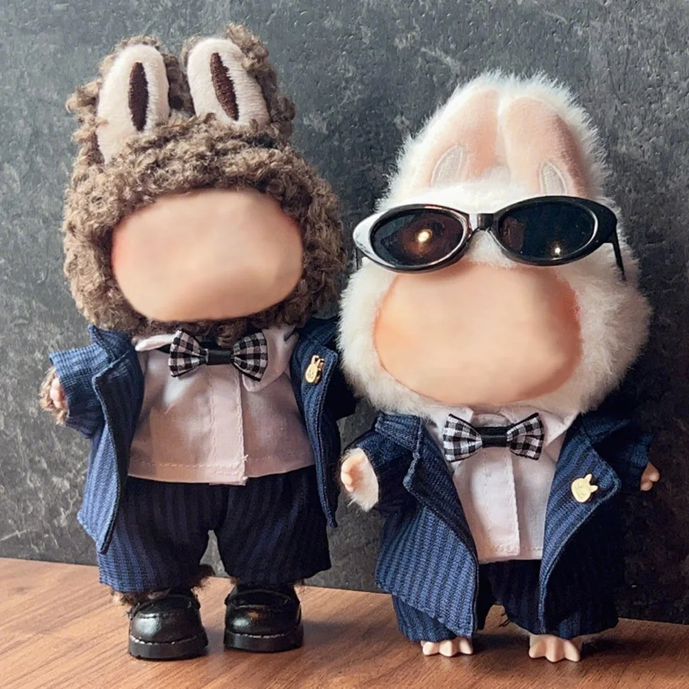Plush Doll Clothes Blue Striped Suit Set Outfit For Labubu Cool Mini Clothing With Glasses And Shoe Accessories DIY Dress Up
Plush Doll Clothes Blue Striped Suit Set Outfit For Labubu Cool Mini Clothing With Glasses And Shoe Accessories DIY Dress Up