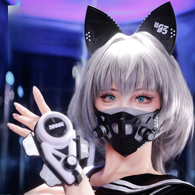 Cyberpunk mask COS two-dimensional cat ear headband headgear mechanical prop battle
Cyberpunk mask COS two-dimensional cat ear headband headgear mechanical prop battle