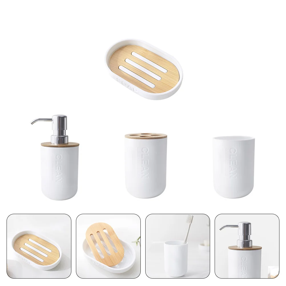 1 Set Modern Bathroom Accessories Kit White Plastic Bamboo Soap Tray Toothbrush Cup Gargle Mouthwash Container Sanitary Washing 
1 Set Modern Bathroom Accessories Kit White Plastic Bamboo Soap Tray Toothbrush Cup Gargle Mouthwash Container Sanitary Washing