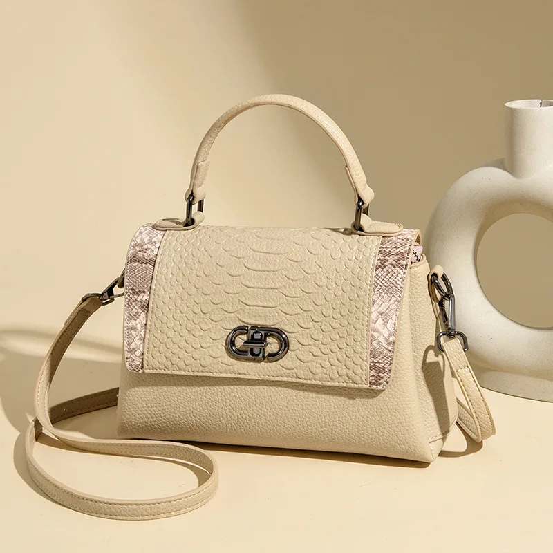 Sophisticated Textured Snakeskin Bag - Women's Fashion Trendy Color-Blocked, Small Square Top-Handle Crossbody Bag
Sophisticated Textured Snakeskin Bag - Women's Fashion Trendy Color-Blocked, Small Square Top-Handle Crossbody Bag