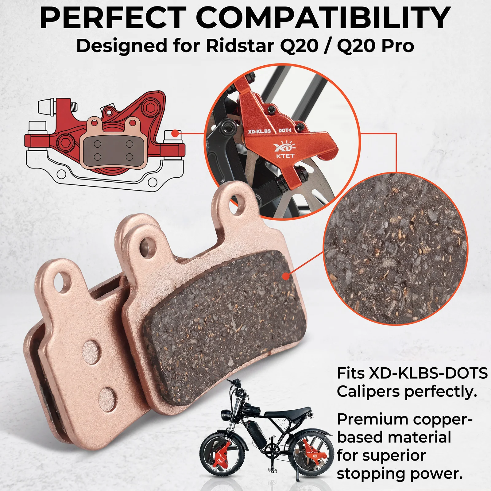Lasts Longer: 2Pairs Semi-Metallic Copper Pads Fit Ridstar Q20/H26Pro/EKX/X2/Freego X2 & XD/XOD Calipers
Lasts Longer: 2Pairs Semi-Metallic Copper Pads Fit Ridstar Q20/H26Pro/EKX/X2/Freego X2 & XD/XOD Calipers