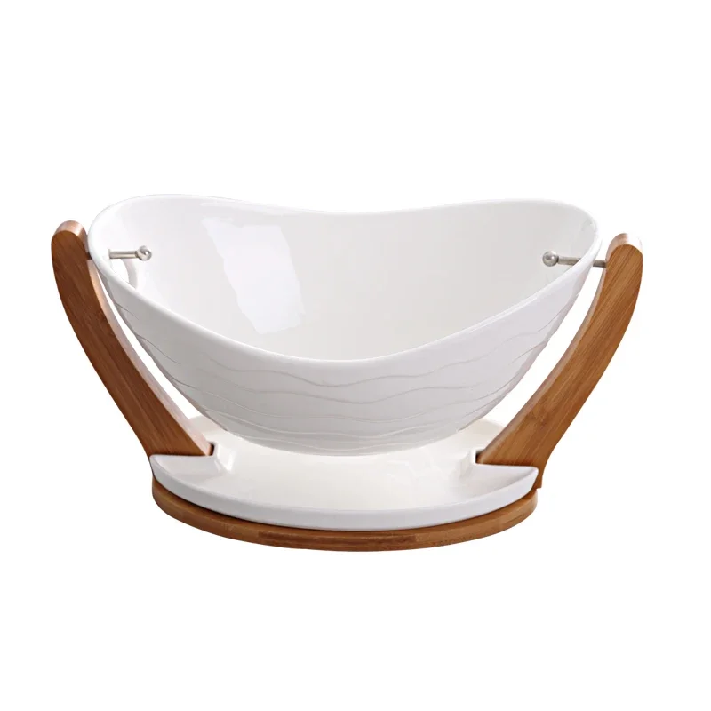 Ceramic Suspended Dinner Plate Decorative Porcelain Serving Bowl with Bamboo Rack Tableware Vessel Supplies for Fruit and Salad
Ceramic Suspended Dinner Plate Decorative Porcelain Serving Bowl with Bamboo Rack Tableware Vessel Supplies for Fruit and Salad
