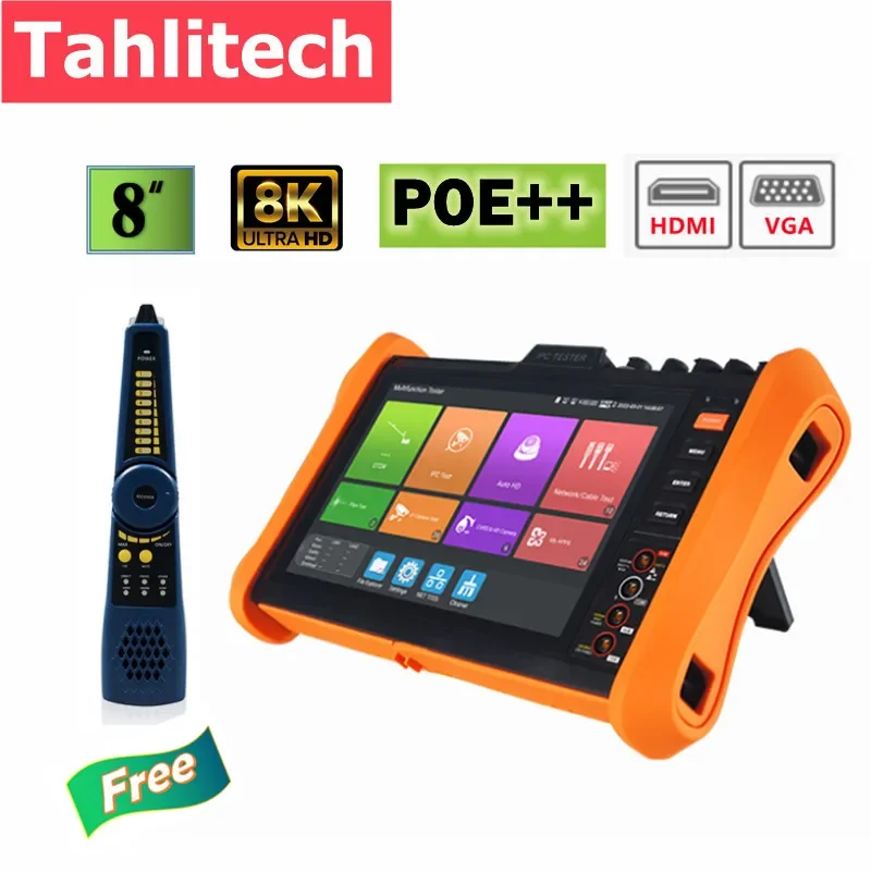 Tahlitech 8" H.265 IP Camera Tester 8K CCTV Tester SFP PoE++ AHD TVI CVI Test Optical fiber network test HDMI VGA Cable Tester
Tahlitech 8" H.265 IP Camera Tester 8K CCTV Tester SFP PoE++ AHD TVI CVI Test Optical fiber network test HDMI VGA Cable Tester