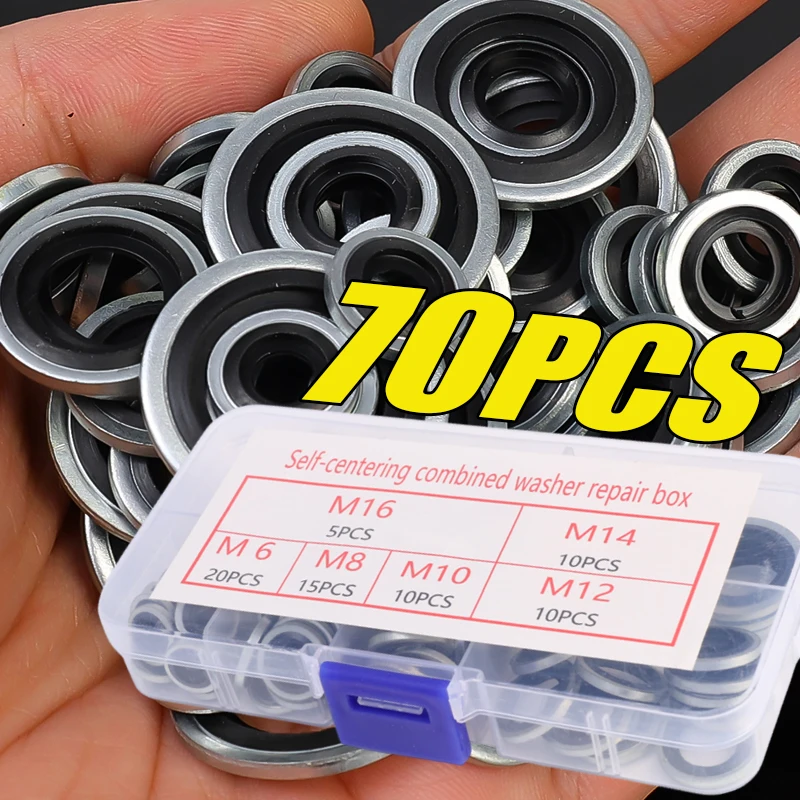 70pcs Universal Car Threaded High Pressure Fuel Line Seal Rubber Gasket Oil Pan Drain Screw Gasket Combination Repair Box Set
70pcs Universal Car Threaded High Pressure Fuel Line Seal Rubber Gasket Oil Pan Drain Screw Gasket Combination Repair Box Set