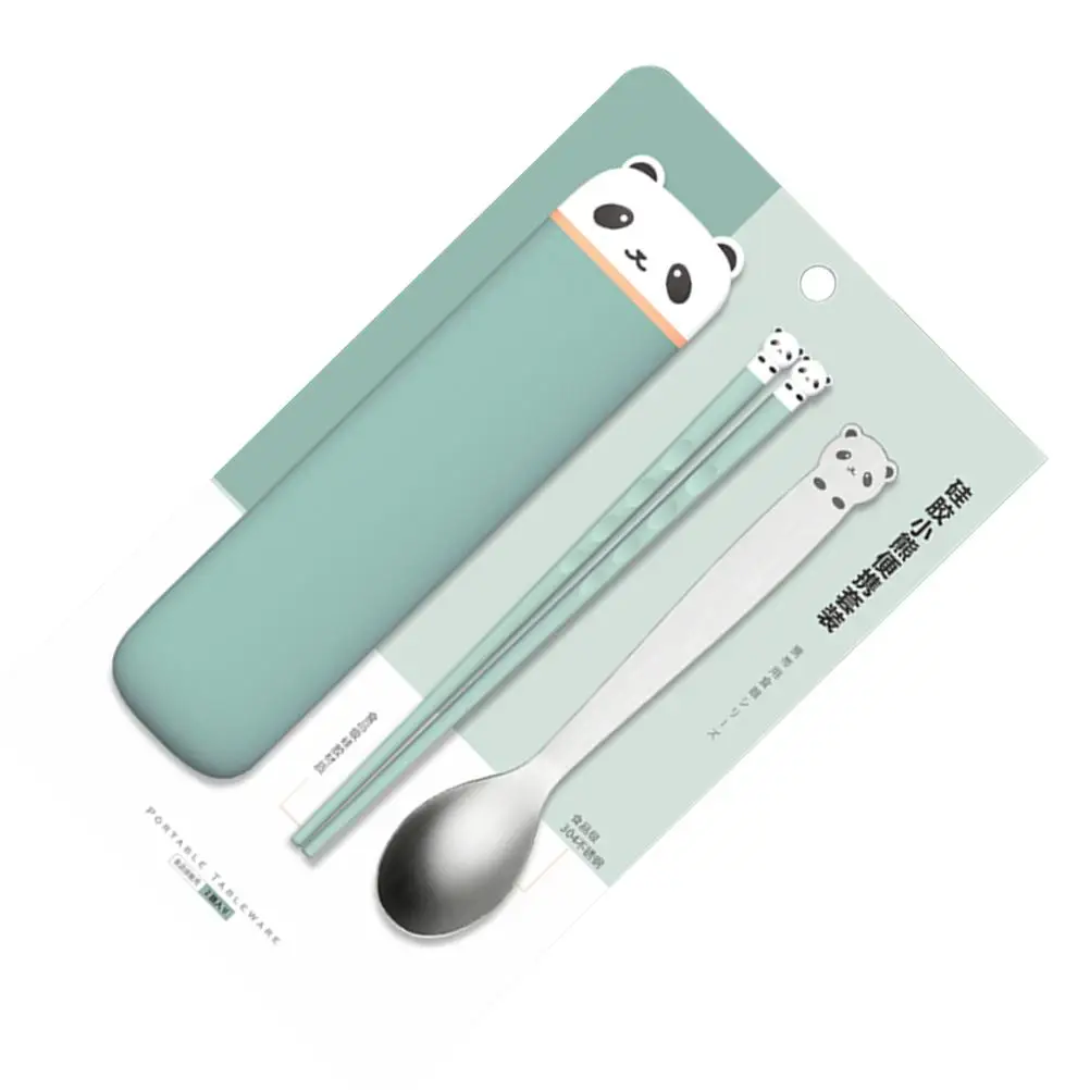 Portable Kids Dining Set Light Green Case Bear Chopsticks Spoon Reusable Travel Suit P Stainless Steel Kitchen 
Portable Kids Dining Set Light Green Case Bear Chopsticks Spoon Reusable Travel Suit P Stainless Steel Kitchen