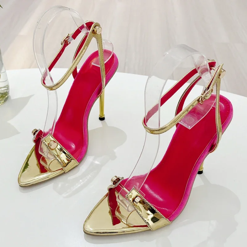 Women's Pointed Toe Clear PVC Metallic Patent Leather Buckle Ankle Strap Stiletto Heel Sandals Party Footwear Drop Shipping
Women's Pointed Toe Clear PVC Metallic Patent Leather Buckle Ankle Strap Stiletto Heel Sandals Party Footwear Drop Shipping