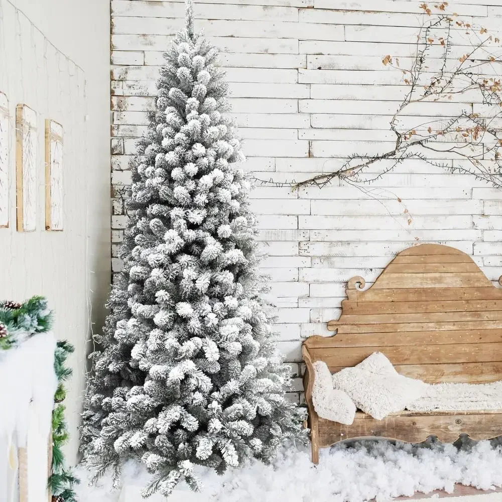 6.5-Ft. Slim Flocked Alaskan Pine Artificial Christmas Tree Metal Branch Hinged Construction PVC Non-Allergenic High-Quality
6.5-Ft. Slim Flocked Alaskan Pine Artificial Christmas Tree Metal Branch Hinged Construction PVC Non-Allergenic High-Quality