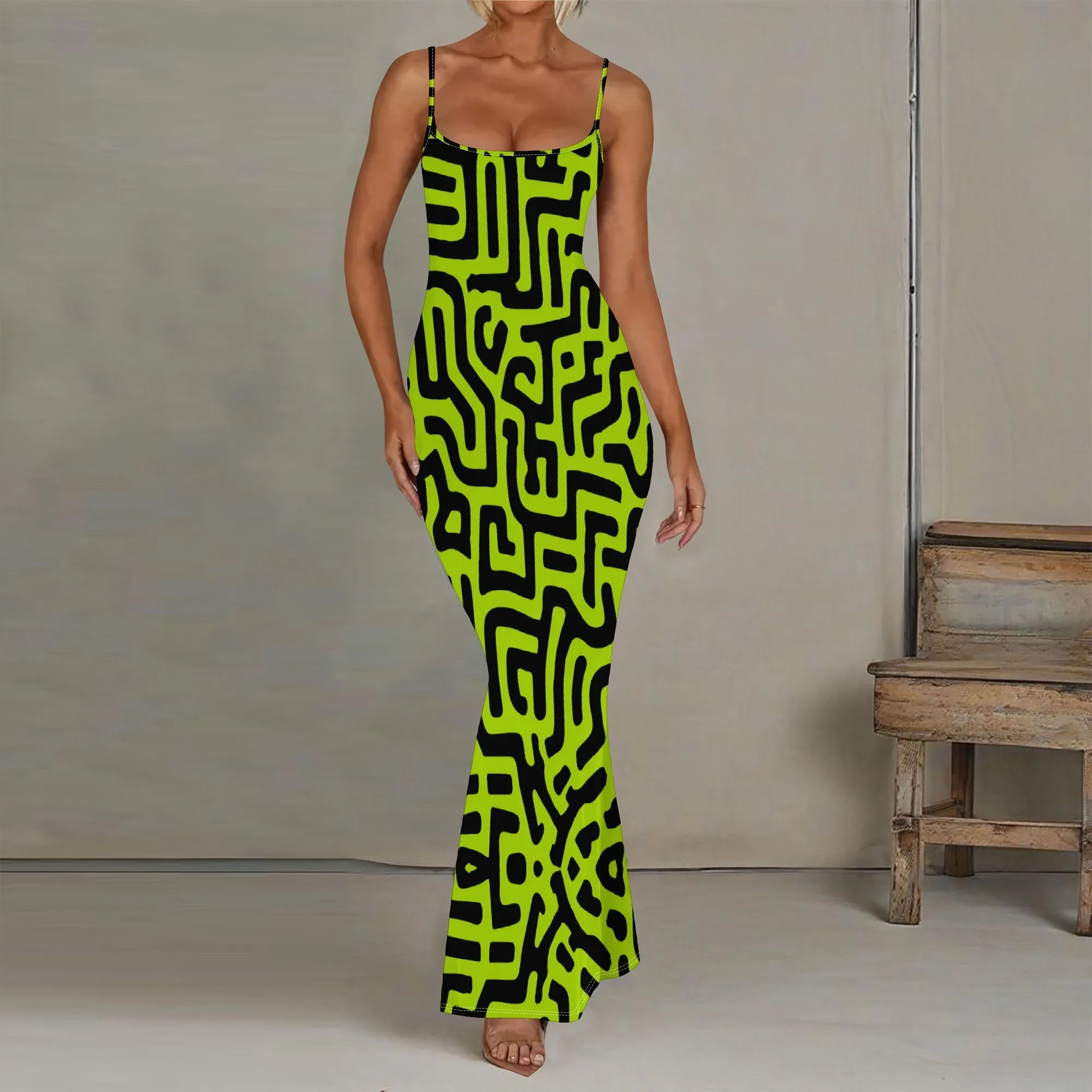 Women's Bodycon Maxi Dress Neon Green Maze Print XS-3XL Sleeveless Spaghetti Strap Club Party Evening Y2K Dress
Women's Bodycon Maxi Dress Neon Green Maze Print XS-3XL Sleeveless Spaghetti Strap Club Party Evening Y2K Dress