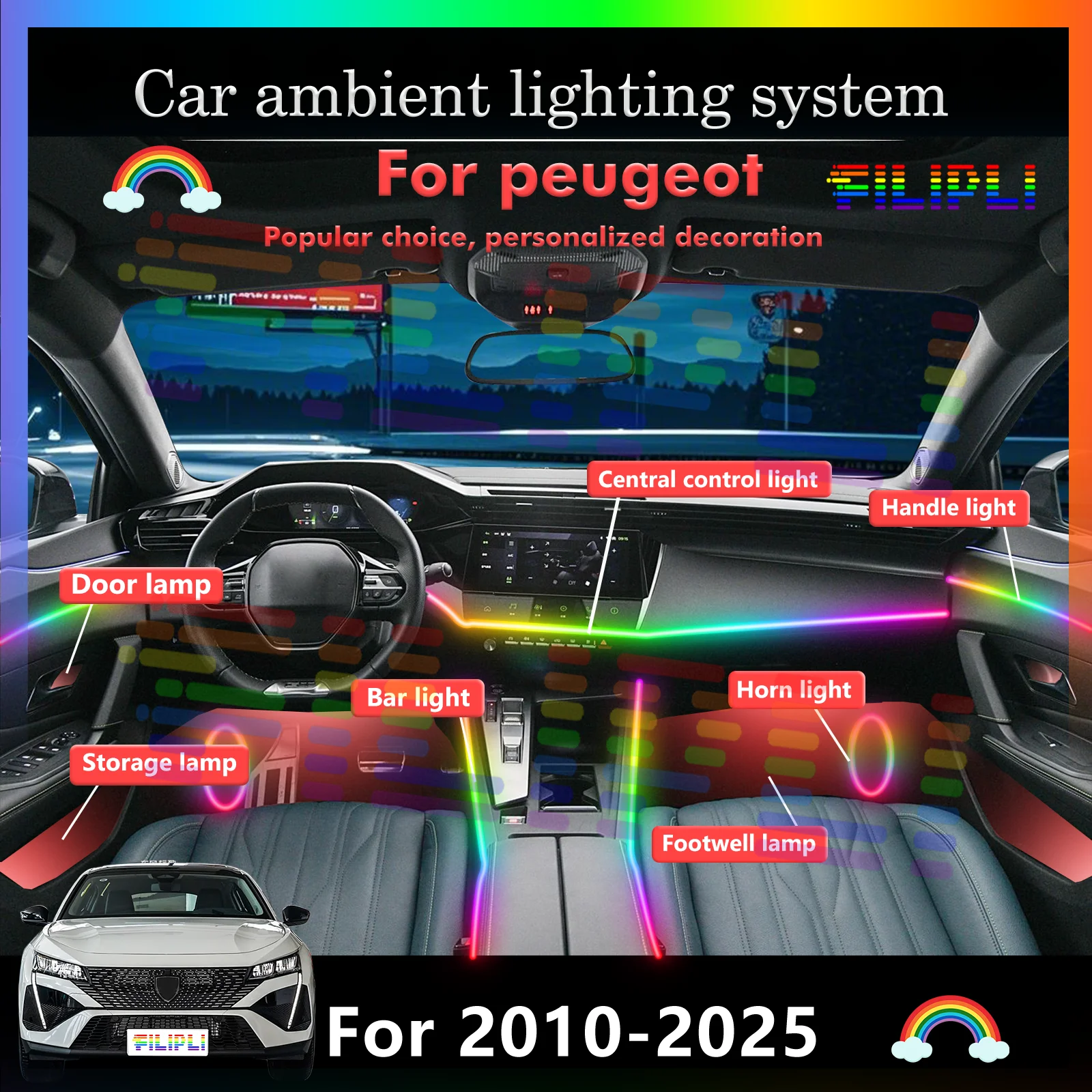 For peugeot Budget Car Interior Ambient Lights 7 Colors Remote, 12V USB & Easy Installation
For peugeot Budget Car Interior Ambient Lights 7 Colors Remote, 12V USB & Easy Installation