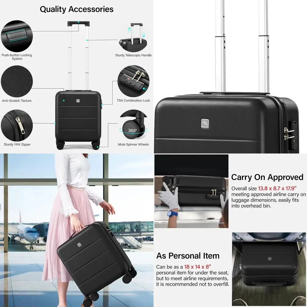 Compact 16 Hardshell Travel Suitcase with Wheels, TSA Approved, Airline Carry-On Luggage (Black)
Compact 16 Hardshell Travel Suitcase with Wheels, TSA Approved, Airline Carry-On Luggage (Black)