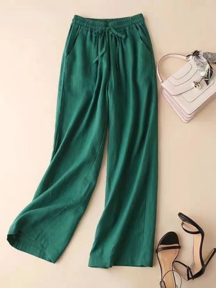 Retro High Waist Wide Leg Pants Women's Cotton Linen Loose Slimming Summer New Thin Casual Nine Point Pants Drapey Style
Retro High Waist Wide Leg Pants Women's Cotton Linen Loose Slimming Summer New Thin Casual Nine Point Pants Drapey Style