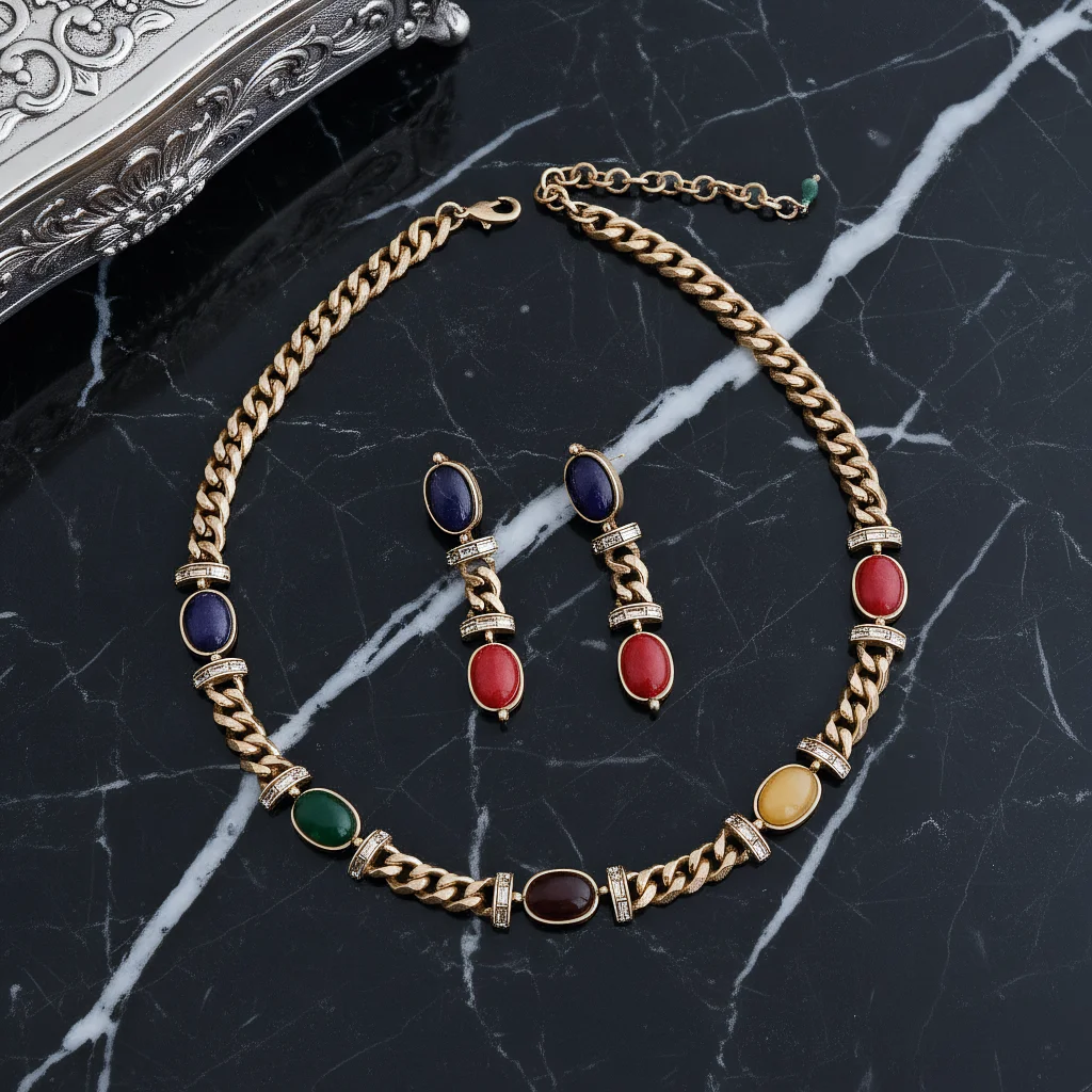 Набор из 3 модных элегантных украшений для женщин: ожерелье в дворцовом стиле с разноцветными камнями, классическое колье-чокер, повседневные серьги – идеальный подарок
Набор из 3 модных элегантных украшений для женщин: ожерелье в дворцовом стиле с разноцветными камнями, классическое колье-чокер, повседневные серьги – идеальный подарок