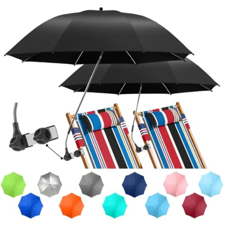 2 PACK Beach Umbrella with Clamp, 360 ° Adjustable Umbrellas for Chair, UPF50+ Umbrella for Beach Chair, Patio Chair, Wheelchai
2 PACK Beach Umbrella with Clamp, 360 ° Adjustable Umbrellas for Chair, UPF50+ Umbrella for Beach Chair, Patio Chair, Wheelchai