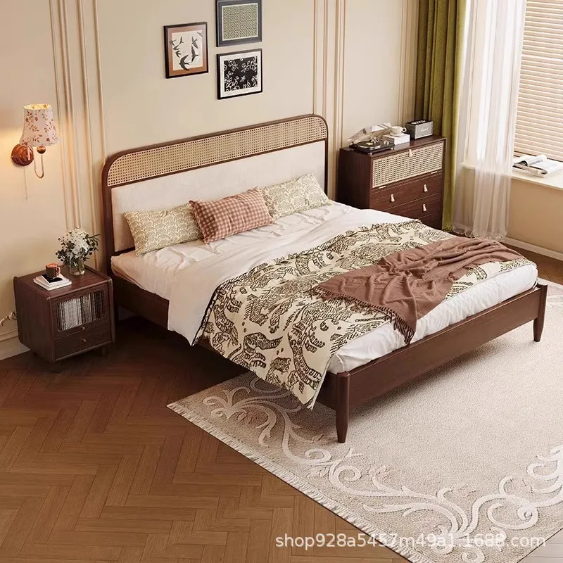 American all solid wood simple modern rattan bedroom rental bed and breakfast room double bed single bed integrated low box sile
American all solid wood simple modern rattan bedroom rental bed and breakfast room double bed single bed integrated low box sile