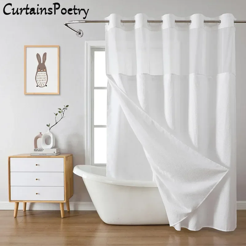 No Hook Shower Curtain with Snap in Fabric Replacement Liner White Waffle Weave Waterproof Spa Shower Curtain for Bathroom Hotel
No Hook Shower Curtain with Snap in Fabric Replacement Liner White Waffle Weave Waterproof Spa Shower Curtain for Bathroom Hotel
